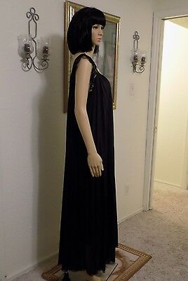 LUCIE ANN BEVERLY HILLS VTG Nylon Antron NWT BLACK Nightgown size L large