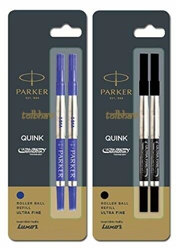 Parker Quink Rollerball Refill Blue Ink Ultra Fine Nib Roller Ball Pen New Pack